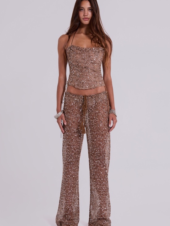 Jaded London Pants - Jaded London Deva Sequin Knit Corset and Trousers